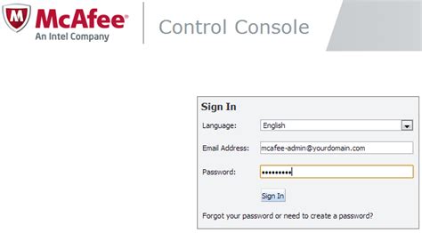 mcafee administrator password.